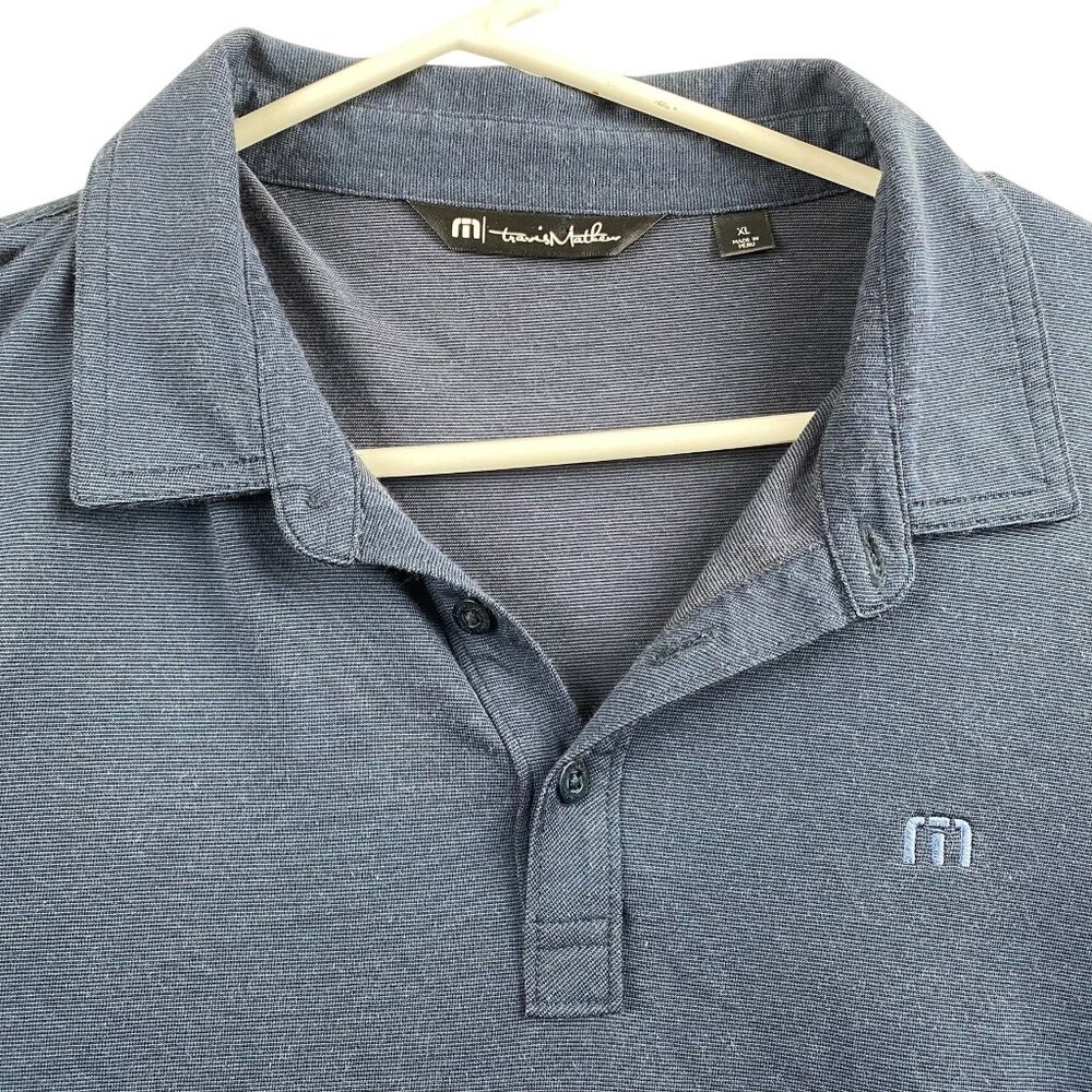 Travis Mathew Men's XL Polo Shirt Navy Blue Cotton Poly Blend